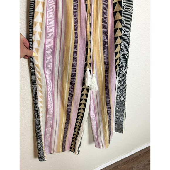 Elan Women's Jumpsuit Cropped Size Medium Strapless Colorful Cotton Striped - Picture 4 of 12